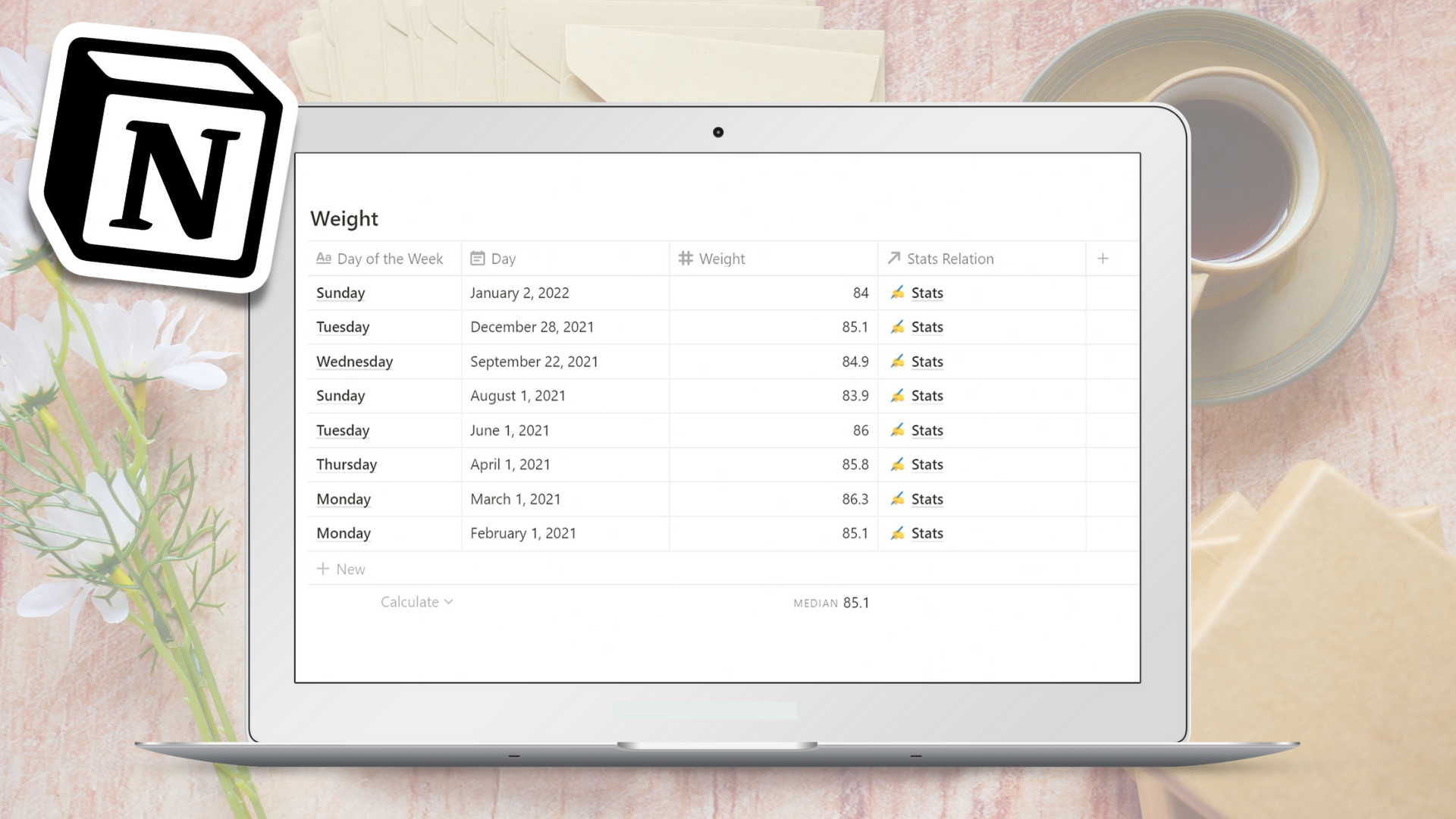 Simple Weight Loss Tracker for Notion